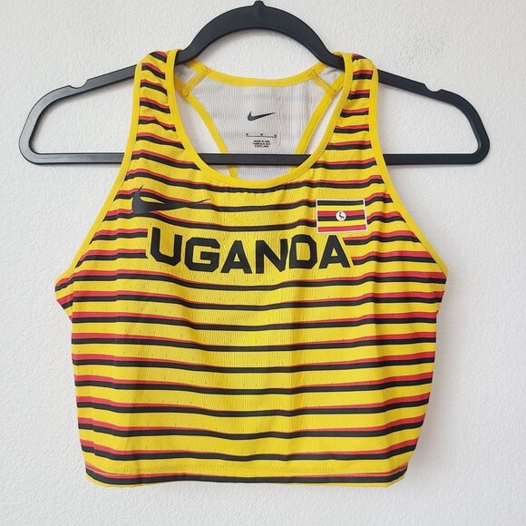 NEW Nike Womens Pro Elite Uganda Running Sports Bra DD7965-728 Size M Yellow